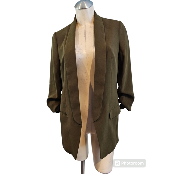 Express Jackets & Blazers - Express Size S Green Blazer Ruched Sleeves